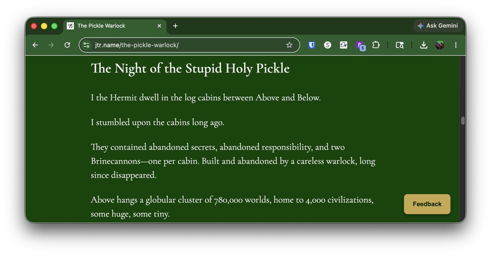 a story, The Pickle Warlock