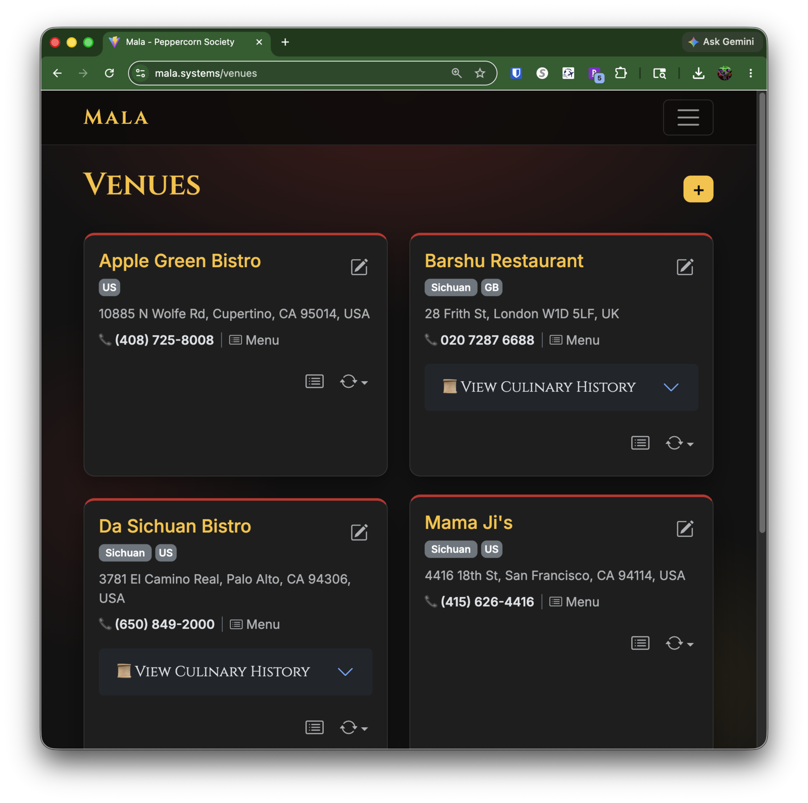 Mala Venue List